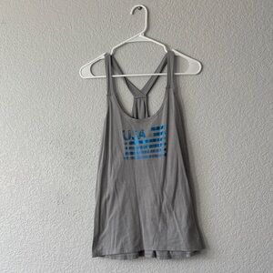 Stylish Gray Women's Tank Top with USA Graphic